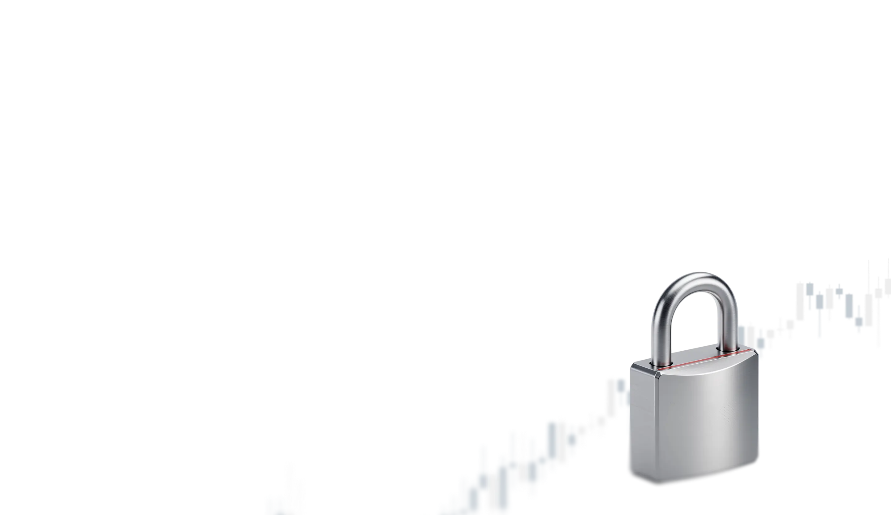 padlock with a candlestick chart